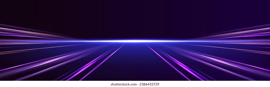 Panoramic light road concept neon color abstract background. Laser beams luminous abstract sparkling isolated on a transparent background.	