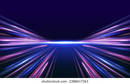 Panoramic light road concept neon color abstract background. Laser beams luminous abstract sparkling isolated on a transparent background.	