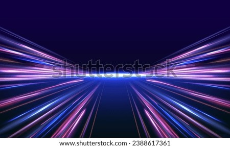 Panoramic light road concept neon color abstract background. Laser beams luminous abstract sparkling isolated on a transparent background.	