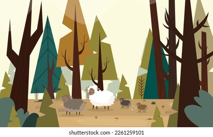 Panoramic nature landscape illustration vector background for nature ecology environment event