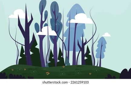 Panoramic nature landscape illustration vector background for nature ecology environment event