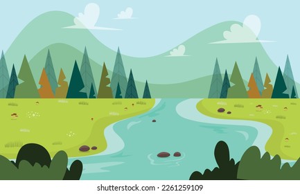 Panorama-Naturlandschaft, Vektorhintergrund für Naturökologie-Umweltereignis