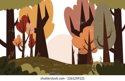 Panoramic nature landscape illustration vector background for nature ecology environment event