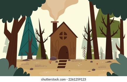 Panoramic nature landscape illustration vector background for nature ecology environment event