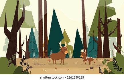 Panoramic nature landscape illustration vector background for nature ecology environment event