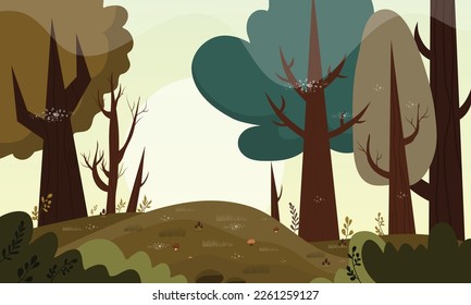Panoramic nature landscape illustration vector background for nature ecology environment event