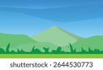 panoramic nature landscape with small hills and rocks