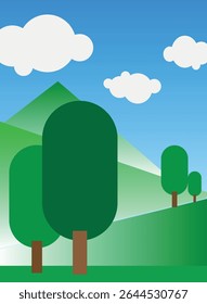 panoramic nature landscape with small hills and rocks