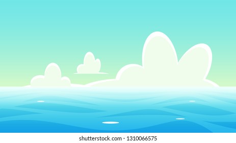 Panoramic nautical landscape background, Vector background landscape illustration