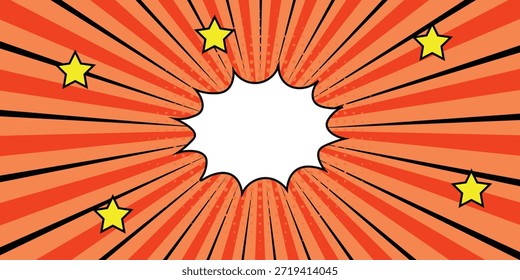 Zoom cómico naranja panorámico con líneas - Vector