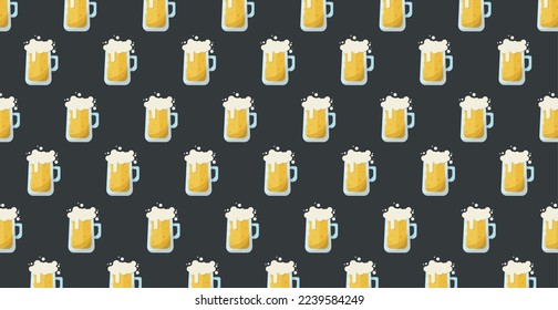 Panoramic pattern of beer on a white background - Vector illustration