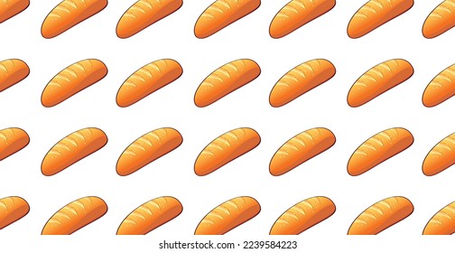 Panoramic pattern, Bread baguette bakery on a white background - Vector illustration