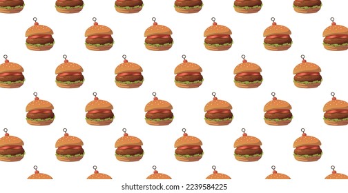 Panoramic pattern burger on a white background - Vector illustration