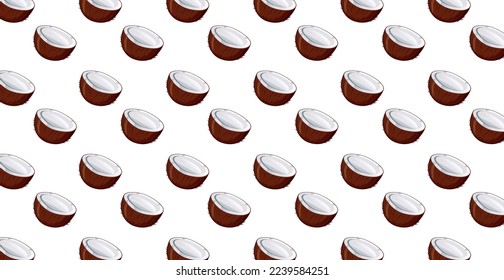 Panoramamuster-Kokosnuss auf weißem Hintergrund - Vektorgrafik