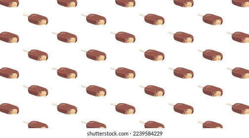 Panoramic pattern of ice cream on a stick on a white background - Vector illustration