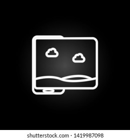 Panoramic picture in phone neon icon. Elements of virtual reality set. Simple icon for websites, web design, mobile app, info graphics