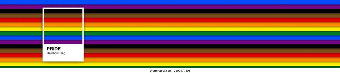 Panoramic Pride Flag Colors with Color palette concept. Color of pride, rainbow flag. Vector Illustration. EPS 10.