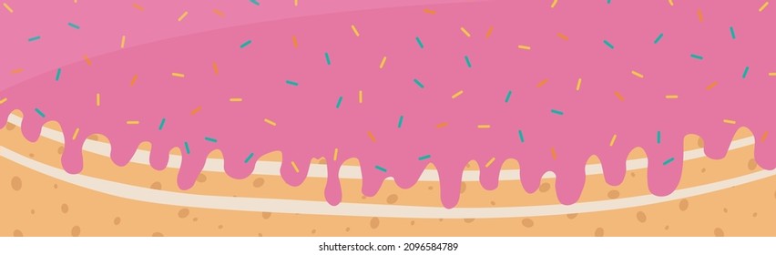 Panoramic realistic cake background, web template - Vector illustration