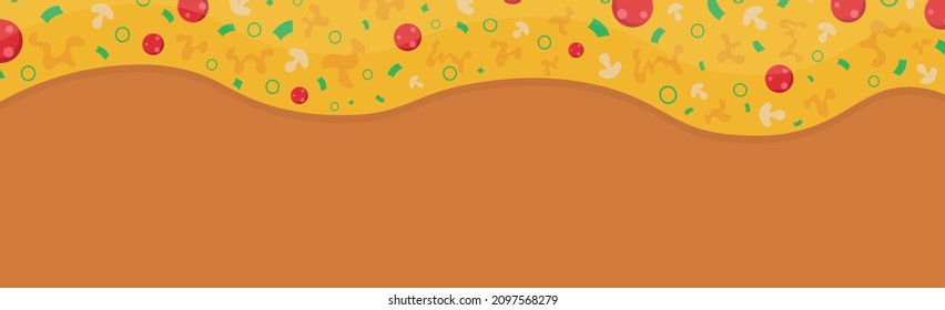 Panoramic realistic pizza background, web template - Vector illustration