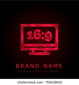 Panoramic red chromium metallic logo