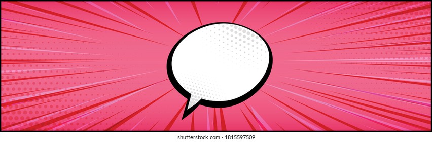 Zoom panorámico de comic rojo con líneas - Vector