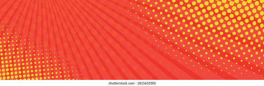 Zoom panorámico de comic rojo con líneas - Vector