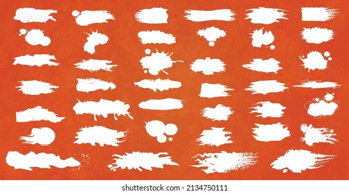 Panoramic red wall with different strokes of white paint - Vector illustration