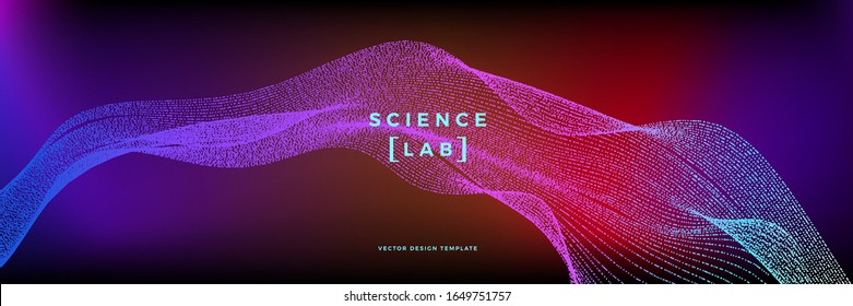 Antecedentes de ciencia o tecnología panorámica con partículas dinámicas. Diseño moderno y colorido. Aplicable a banners, volantes, portadas, presentaciones, identidad, páginas de inicio, sitios web.