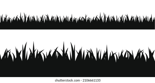 Panoramic seamless grass silhouette for design isolated on white background.