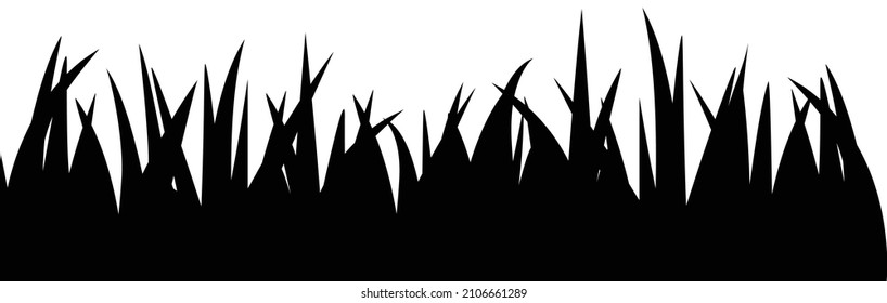 Panorama-Silhouette für nahtloses Gras, einzeln auf weißem Hintergrund.