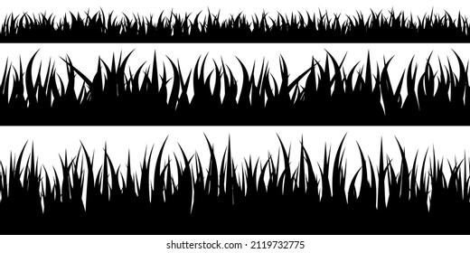Panoramic seamless grass silhouette for footer and design