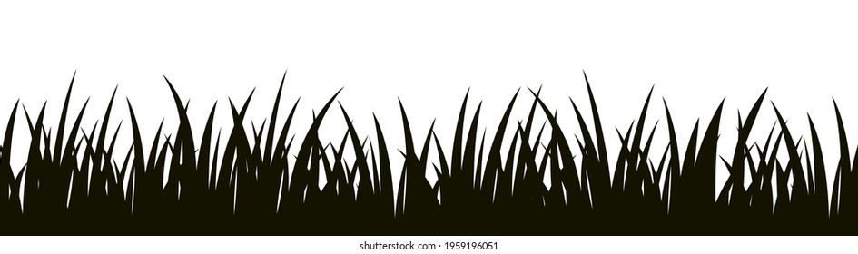 Silueta de césped vectorial sin costura para pie de página y diseño
