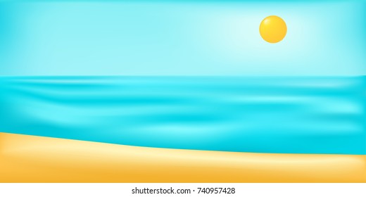 Panoramic seashore background. Tropical beach vector design, EPS10