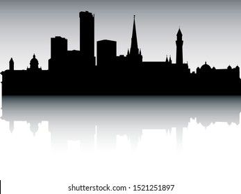 Panoramic Silhouette Skyline of Birmingham United Kingdom