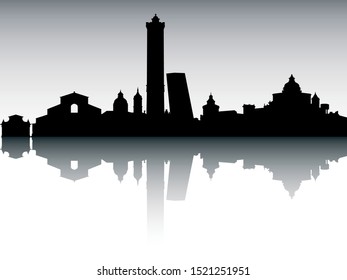 Panoramic Silhouette Skyline of Bologna Italy