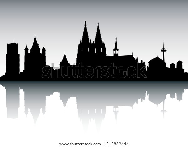 Panoramic Silhouette Skyline Cologne Germany Stock Vector Royalty Free