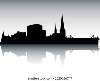 Panoramic Silhouette Skyline of Dortmund Germany