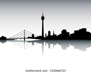 Panoramic Silhouette Skyline of Dusseldorf Germany