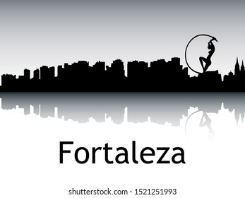 Panoramic Silhouette Skyline of Fortaleza Brazil