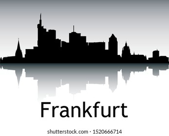 Panoramic Silhouette Skyline of Frankfurt Germany