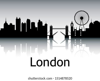 Panoramic Silhouette Skyline of London England