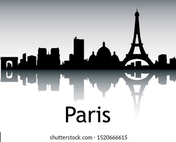 Panoramic Silhouette Skyline of Paris France