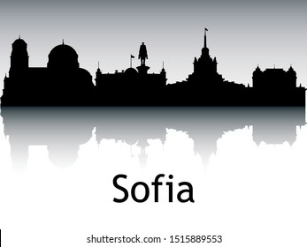 Panoramic Silhouette Skyline of Sofia Bulgaria