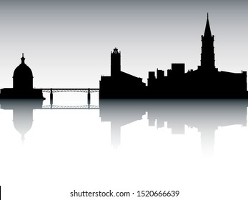 Panoramic Silhouette Skyline of Toulouse France