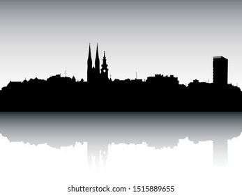 Panoramic Silhouette Skyline of Zagreb Croatia