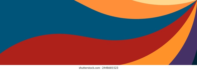 panoramic striped wave background with vintage colors