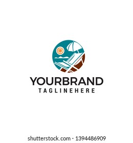 panoramic summer sea logo design concept template vector