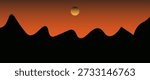 panoramic sunset mountain view sunrise over the mountains, light over the mountains, silhouette of the mountains. vector illustration

