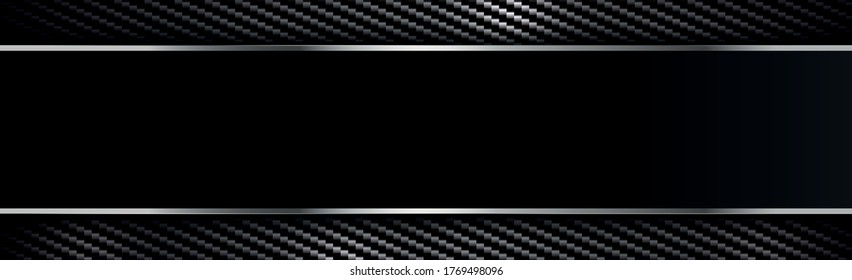 Panoramic texture of black and gray carbon fiber - illustration