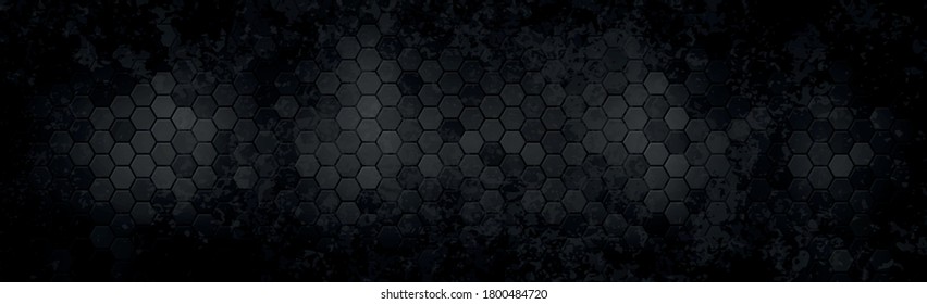 Textura panorámica de fibra de carbono negra y gris - Vector